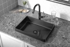 Раковина встраиваемая сверху ABBER Wasser Kreis AF2401MB черная матовая