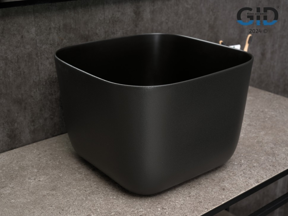 Раковина Gid N9301bg 53356 накладная черная графит 36x36x25.5
