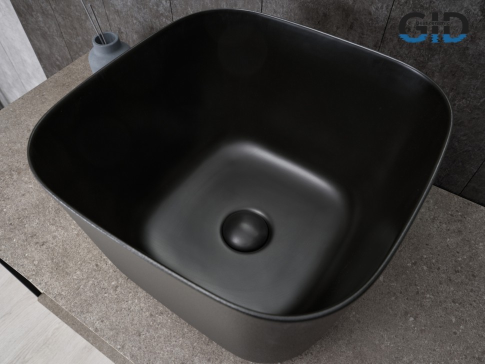 Раковина Gid N9301bg 53356 накладная черная графит 36x36x25.5