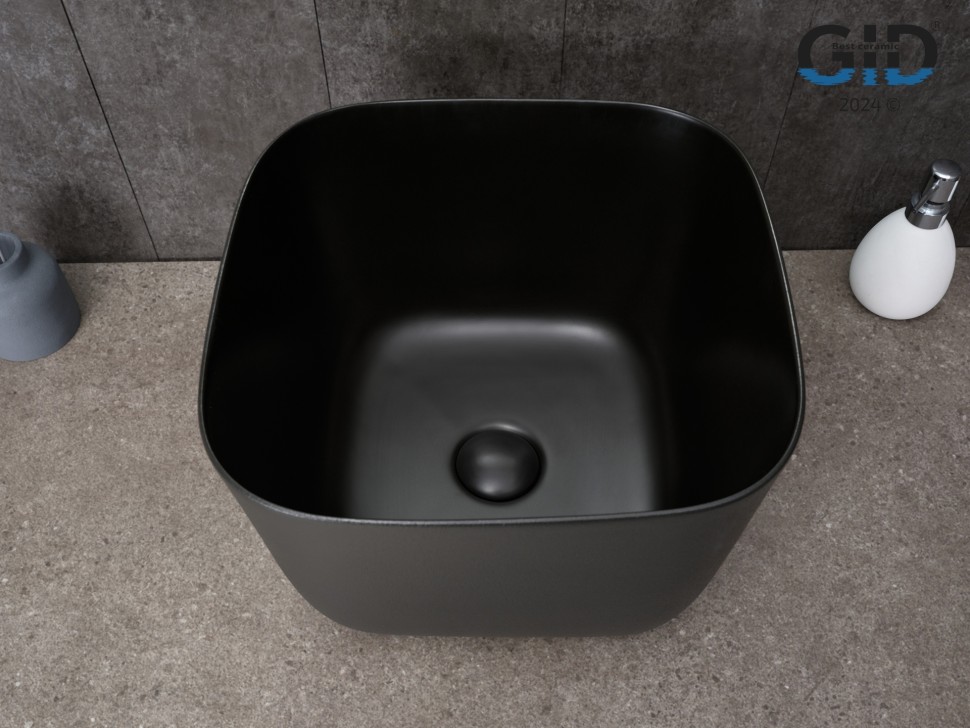 Раковина Gid N9301bg 53356 накладная черная графит 36x36x25.5