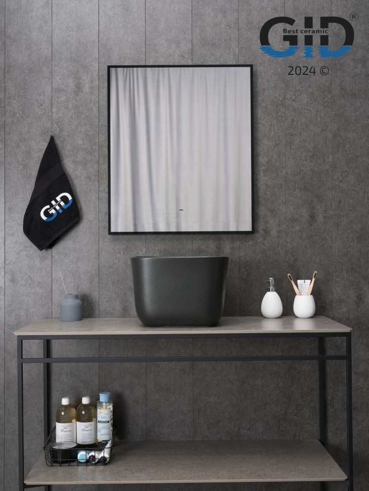 Раковина Gid N9301bg 53356 накладная черная графит 36x36x25.5
