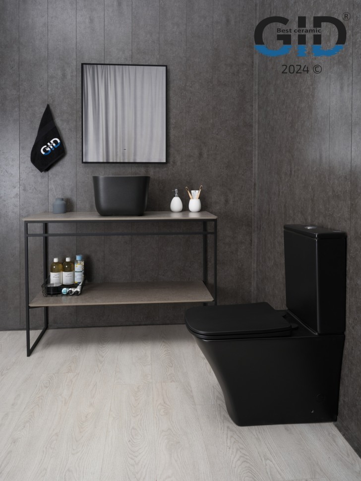 Раковина Gid N9301bg 53356 накладная черная графит 36x36x25.5