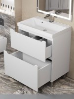 Тумба под раковину 70 см, Uperwood Tanos, напольная, белая, 2 ящика