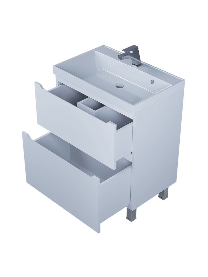 Тумба под раковину 70 см, Uperwood Tanos, напольная, белая, 2 ящика