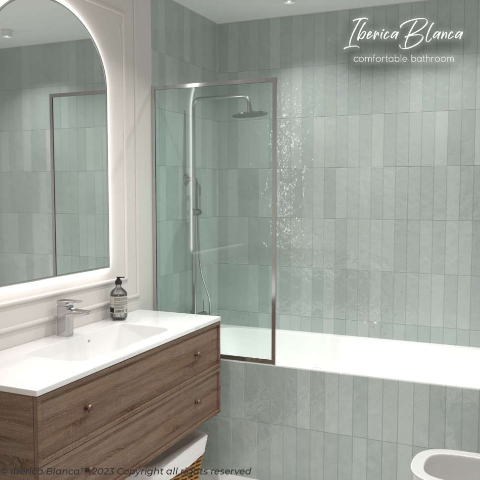 Шторка для ванны IBERICA BLANCA Mod.406 неподвижная прозрачное стекло/хром 70х140см (IB406.SC.140.70)