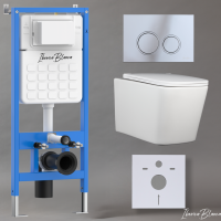 Комплект 3в1 IBERICA BLANCA инсталляция SILENCIO, унитаз TOLEDO ALTO белый, кнопка смыва ESTI-O хром глянцевый (IB001.TLA.234.823)