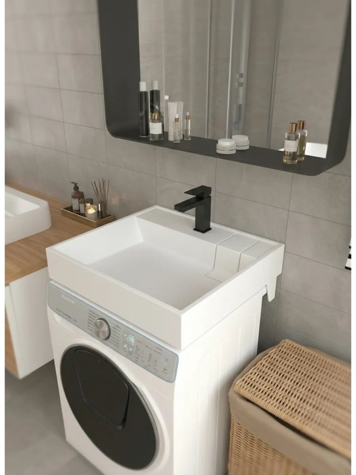 Раковина над стиральной машиной Uperwood Naomi Quartz, 60*60 см, жасмин