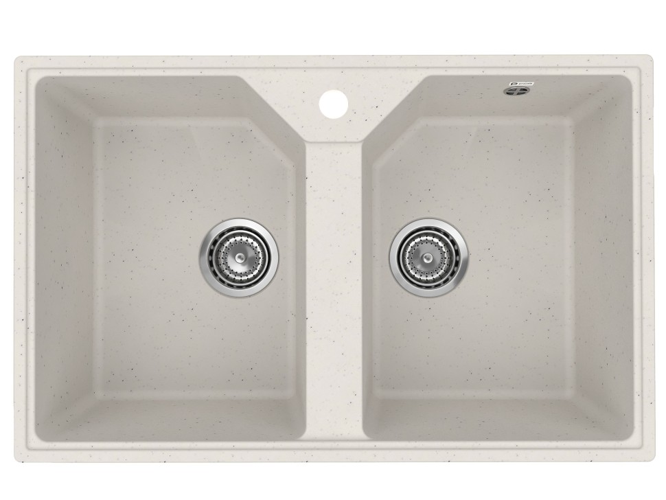 Кухонная мойка из искусственного камня Uperwood ECON UPD-402-001, прямоугольная, 2 чаши, белая матовая