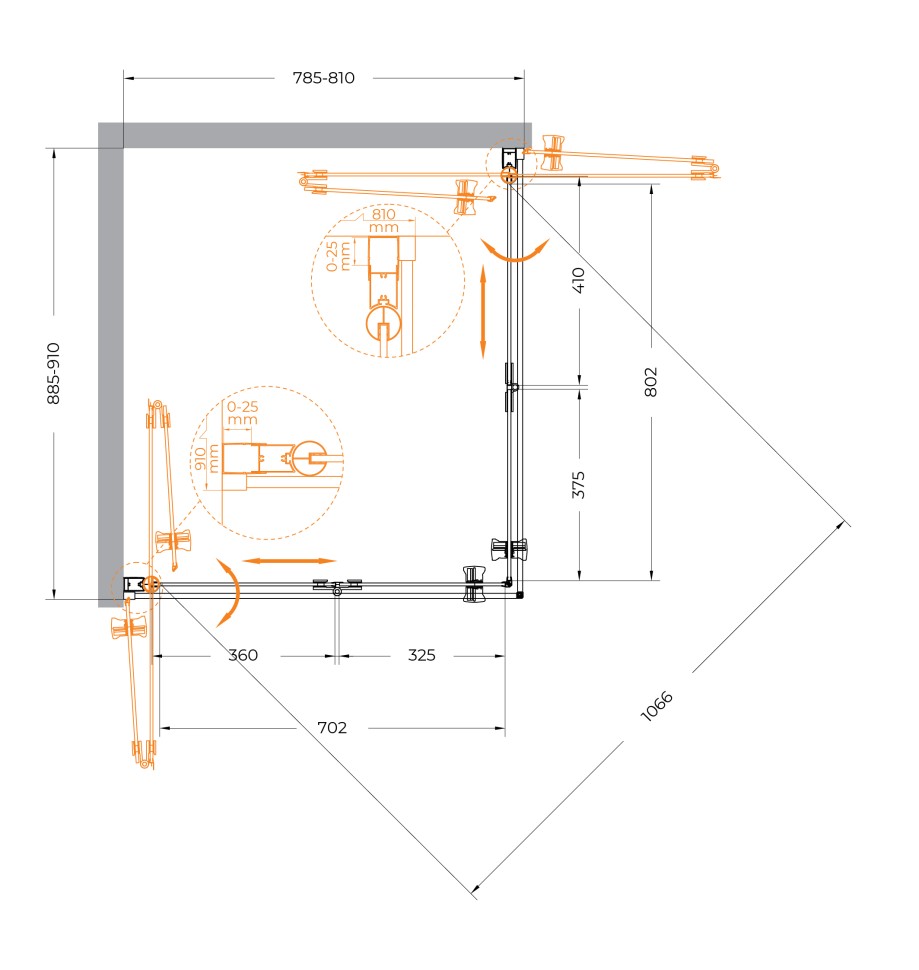 Душевой уголок CEZARES ECO-O-ASH-2-80/90-C-Cr