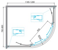 Душевой уголок BelBagno DUE-RH-2-120/80-C-Cr