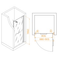 Душевая дверь RGW PA-103Gb (Матовое-Сатинат, 900)