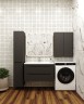 Тумба подвесная STYLE LINE "Бергамо мини 90" (2 ящ.) Люкс антискрейтч черный, PLUS с раковиной Каре Люкс МИНИ 900х350