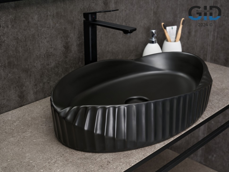 Раковина Gid Bm888 53358 накладная черная матовая 60x38.5x13.5