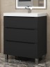 Тумба под раковину 70 см, Uperwood Tanos, напольная, черная, 3 ящика