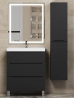 Тумба под раковину 70 см, Uperwood Tanos, напольная, черная, 3 ящика