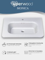 Раковина для ванной 60 см, Uperwood Monica, белая глянцевая