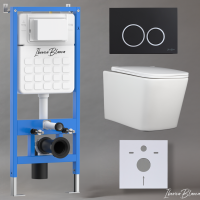 Комплект 3в1 IBERICA BLANCA инсталляция SILENCIO, унитаз TOLEDO ALTO белый, кнопка смыва ESTI-O черный матовый (IB001.TLA.234.822)