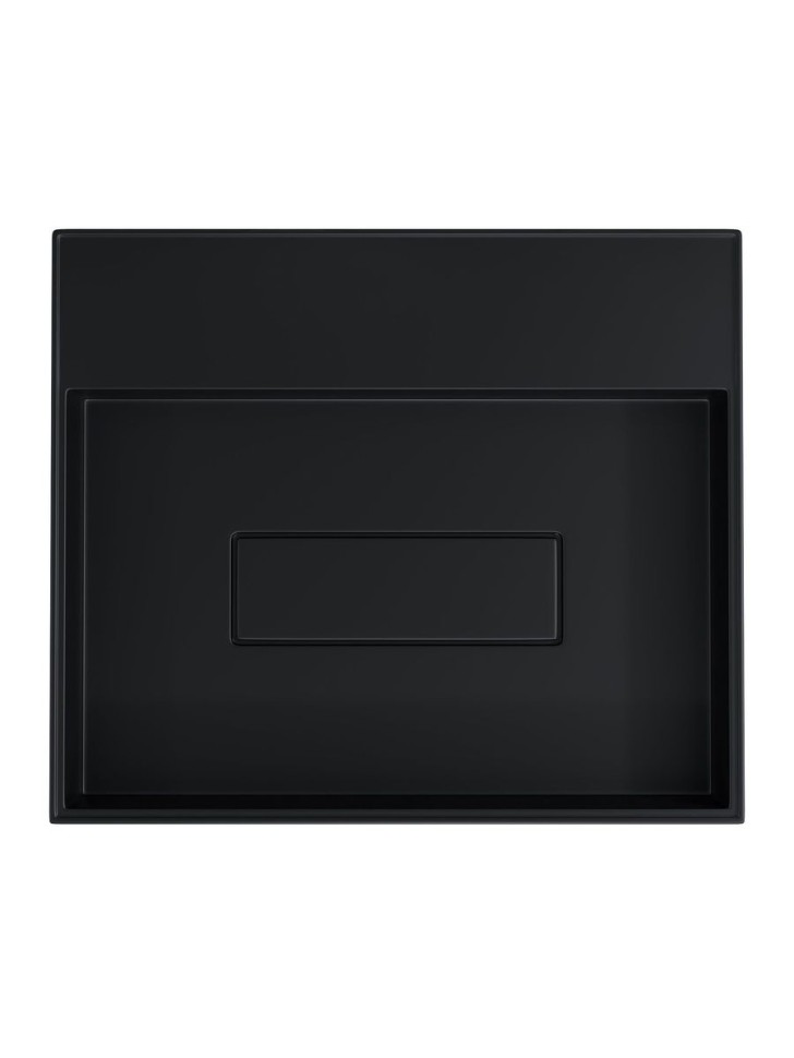 Раковина накладная прямоугольная, Uperwood Tanos Quartz 50 см, без отверстия для смесителя, черная, уголь