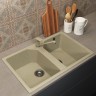 Кухонная мойка из искусственного камня Uperwood ECON UPD-402-002, прямоугольная, 2 чаши, бежевая матовая