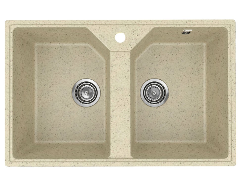 Кухонная мойка из искусственного камня Uperwood ECON UPD-402-002, прямоугольная, 2 чаши, бежевая матовая