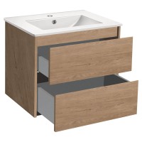 База под раковину Gio 600 подвесная, 2 выкатных ящика soft-close, N.Oak