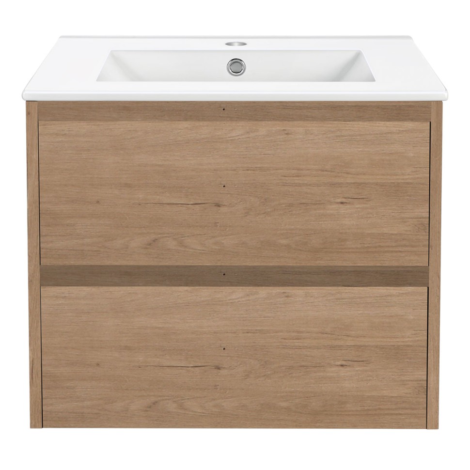 База под раковину Gio 600 подвесная, 2 выкатных ящика soft-close, N.Oak