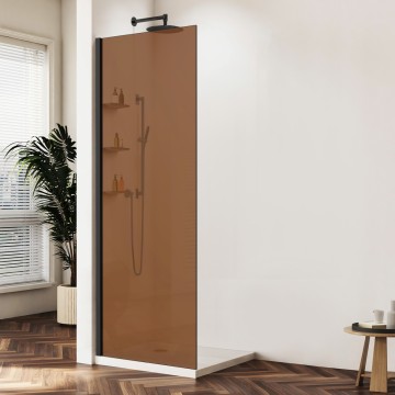 Душевая перегородка Волк-Ин (Walk-In) VSW-1HWS100GSB, 1000*2000, черный матовый, стекло янтарь