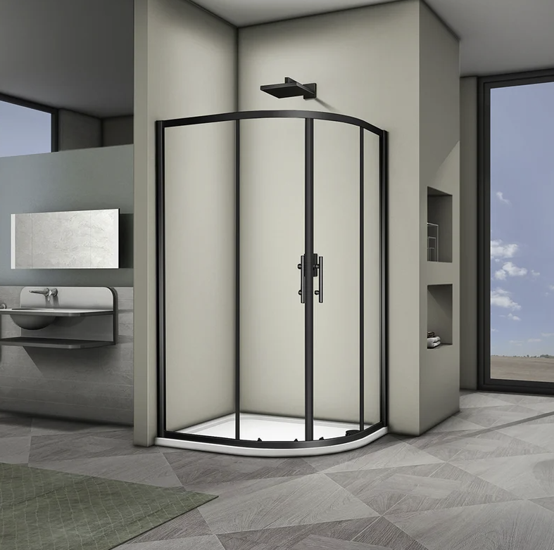 Душевой угол Veconi Rovigo RV-08B, 1000x900x1900, черный, стекло прозрачное