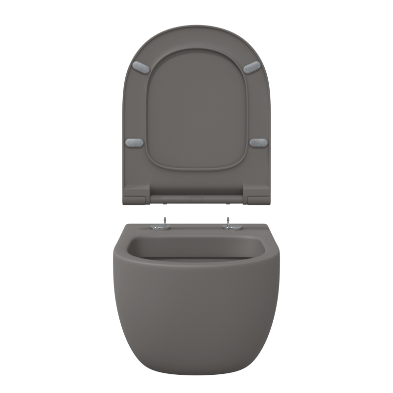 Унитаз подвесной BERGES EGO XL, матовый серый, микролифт, быстросъёмное