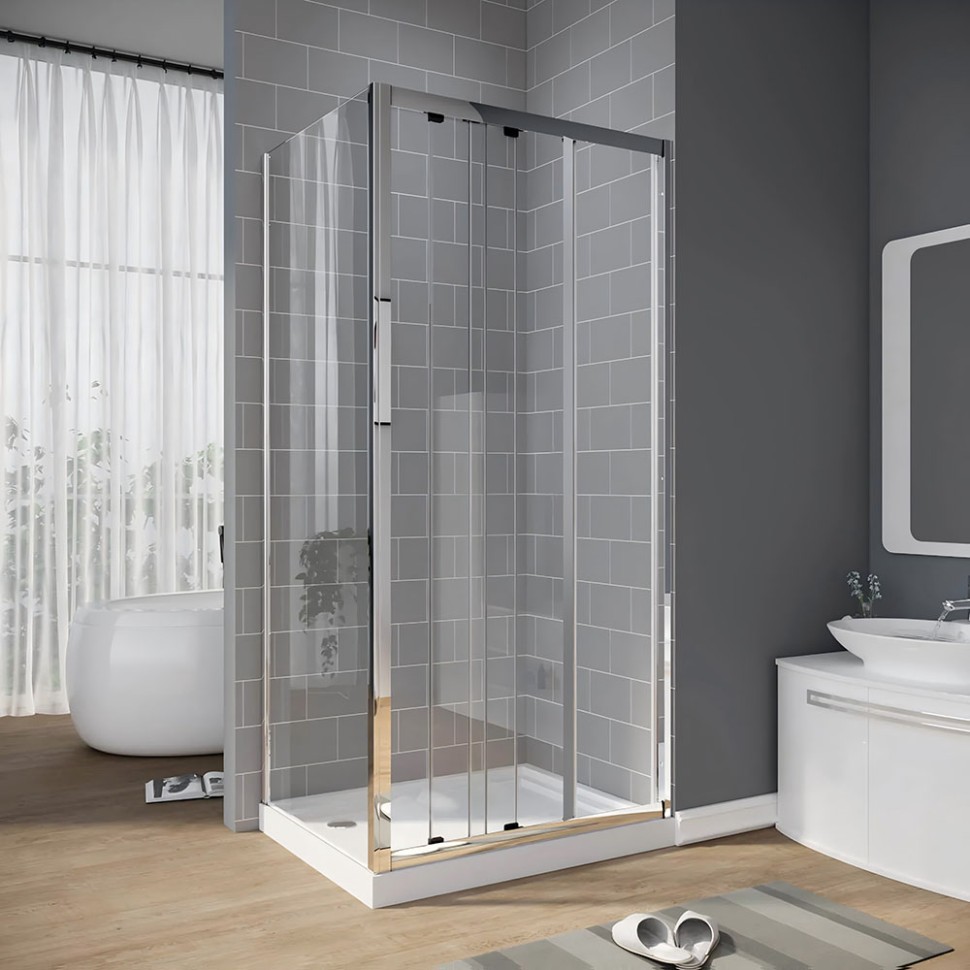 Душевой угол Veconi Rovigo RV-028, 900х900х1950, хром, прозрачное стекло New