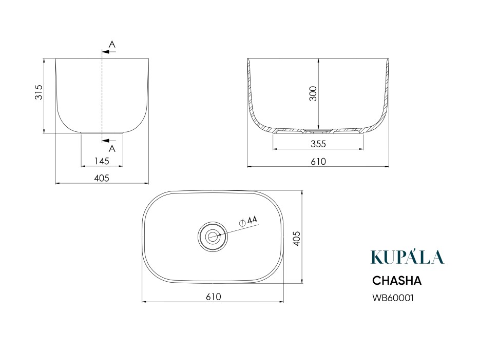 CHASHA Раковина чаша 600X400X320 мм