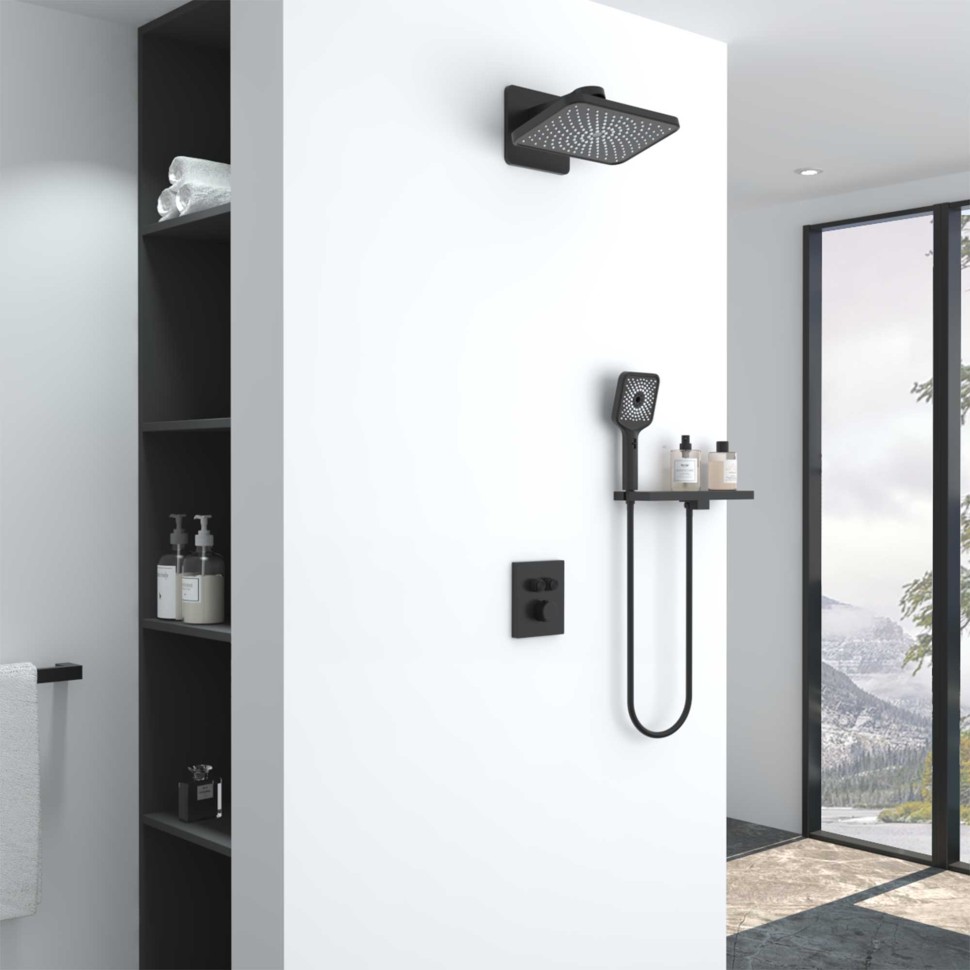Душевой комплект Inspire VSFW-3I21MT4RMB встраиваемый, термостатический, двухрежимный, черный