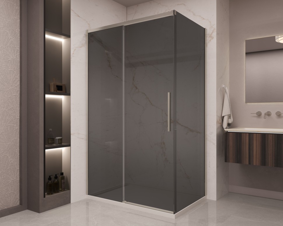 Душевой уголок Стелла (Stella) VSR-1ST9012CGBN, 1200*900, брашированный никель, стекло тонированное