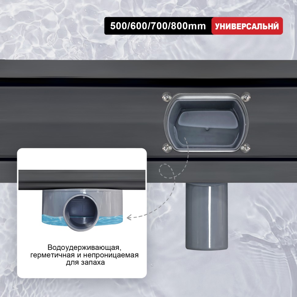 Трап для душа 70*800мм(поворот.сифон 360°) R651.80.09