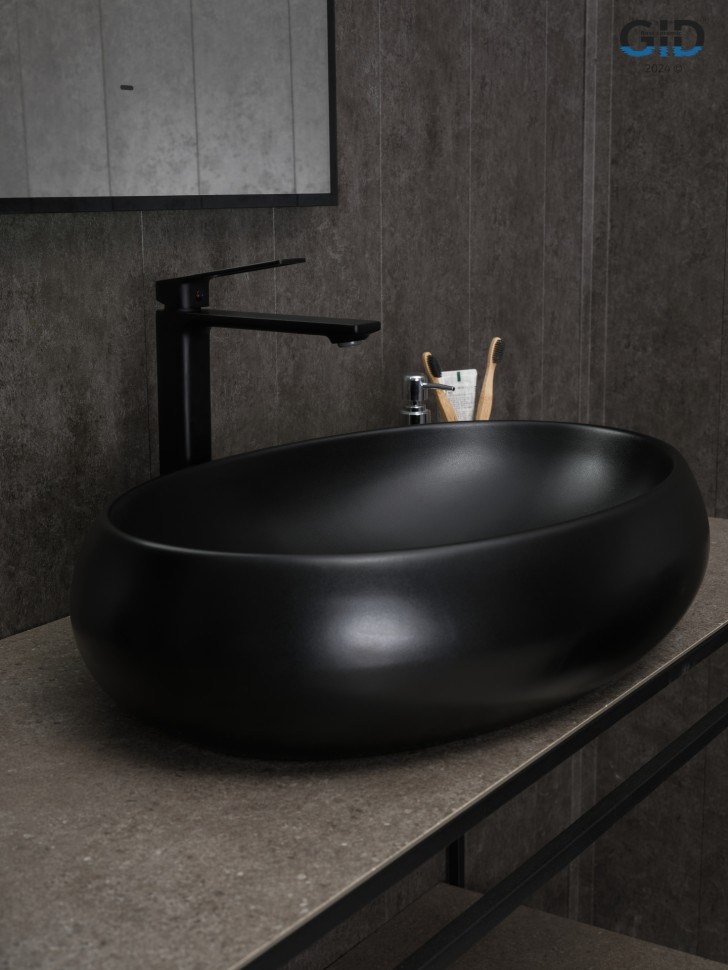 Раковина Gid Bm9030a 53371 накладная черная матовая 60x41x15