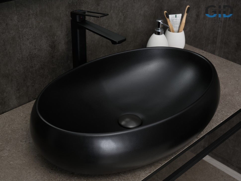 Раковина Gid Bm9030a 53371 накладная черная матовая 60x41x15