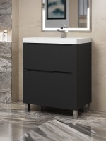 Тумба под раковину 70 см, Uperwood Tanos, напольная, черная, 2 ящика