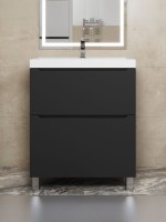 Тумба под раковину 70 см, Uperwood Tanos, напольная, черная, 2 ящика
