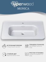 Раковина для ванной 70 см, Uperwood Monica, белая глянцевая