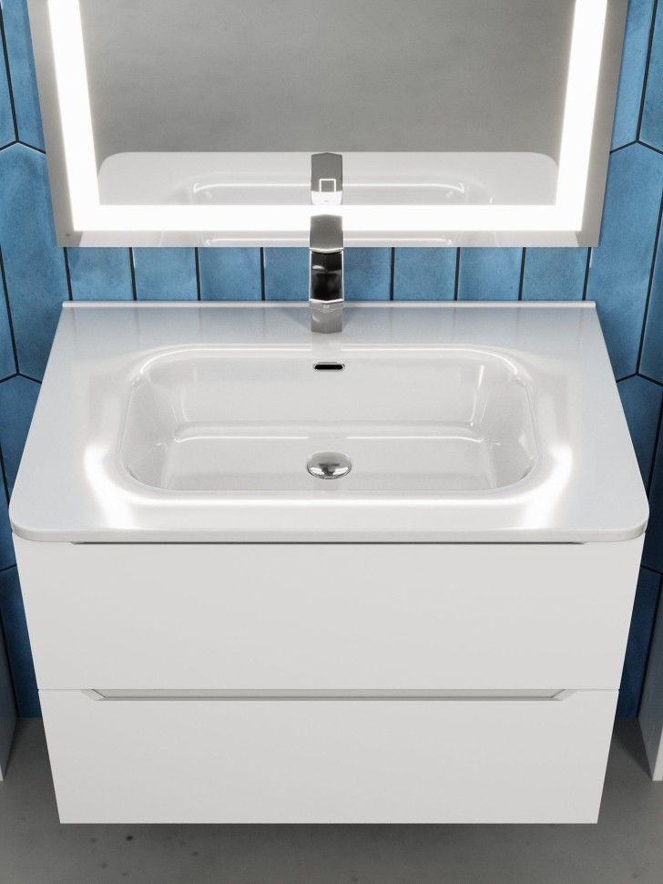 Раковина для ванной 70 см, Uperwood Monica, белая глянцевая