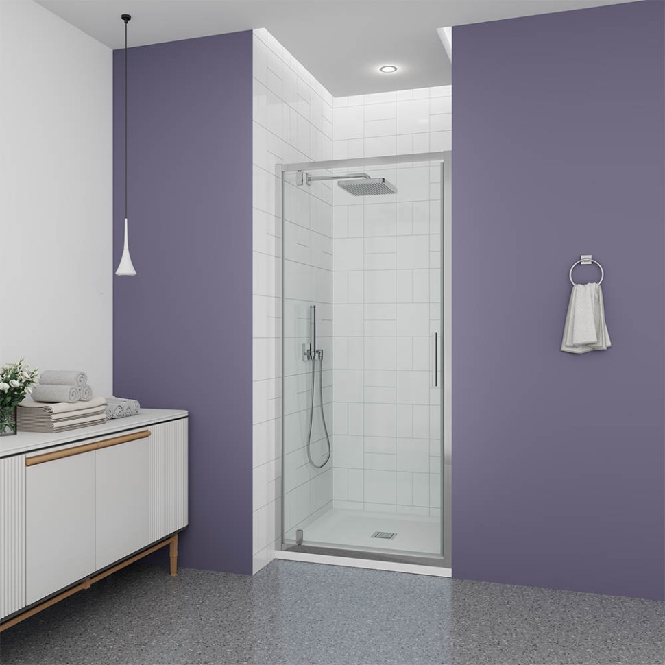 Душевая дверь Veconi Ottimo P30 CH, 800x1900, хром, стекло прозрачное