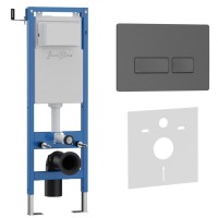 Комплект 2в1 IBERICA BLANCA инсталляция SILENCIO MINI, кнопка смыва ESTI-R серый матовый (IB.001M.218)