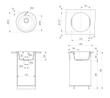 Кухонная мойка из искусственного камня Uperwood Симпл (Simple) UPD-304-328, бежевая