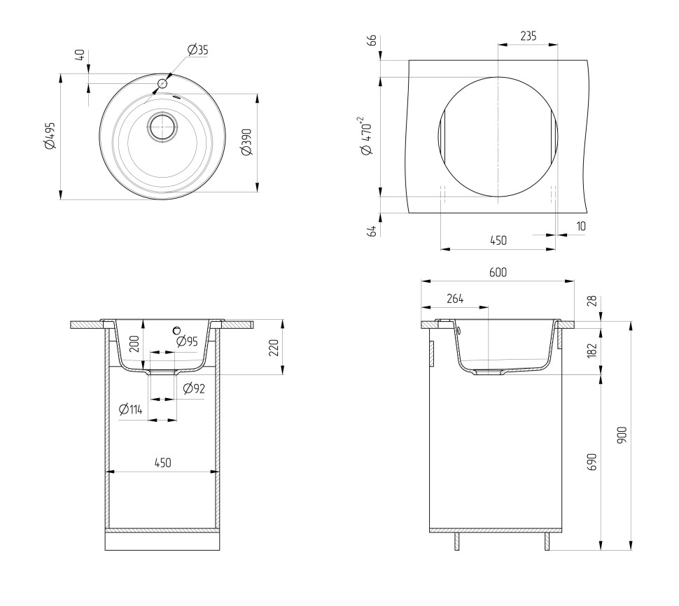 Кухонная мойка из искусственного камня Uperwood Симпл (Simple) UPD-304-328, бежевая