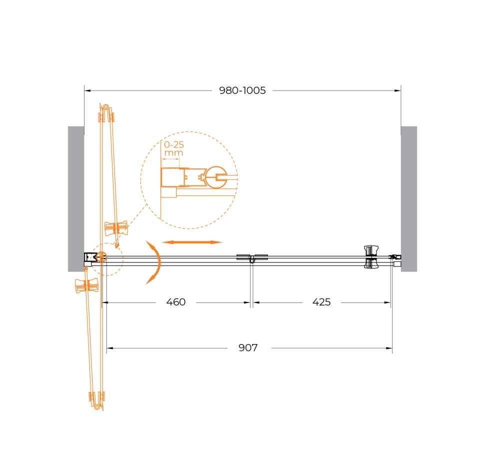 Душевая дверь CEZARES ECO-O-BS-12-100-C-Cr
