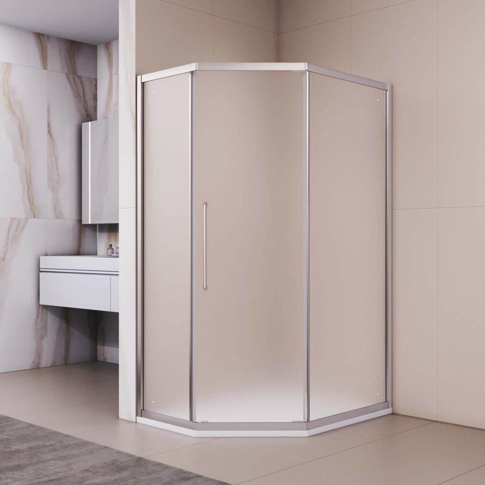 Душевой уголок стекло 6 мм, пятиугольный, форма трапеция, раздвижная дверь, RGW PA-86 NEW 900x1000 (38088690-21N)  