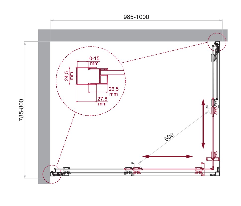 Душевой уголок BelBagno LUCE-AH-2-100/80-C-Cr