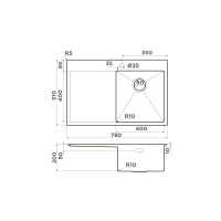 Кухонная мойка Omoikiri Akisame 78-R-GM нерж. сталь/вороненая сталь