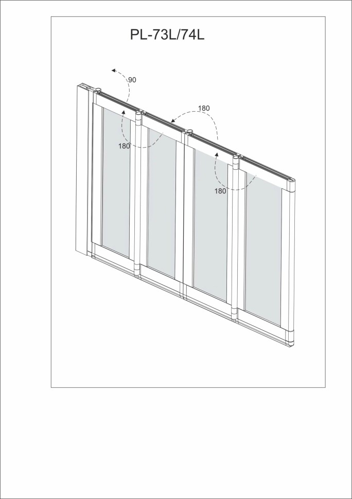 Шторка на ванну Veconi Palau PL-74BL, 1200x1500, черный, стекло прозрачное