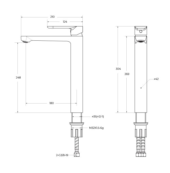Смеситель для накладной раковины без донного клапана CEZARES STYLUS-LC-IN-W0